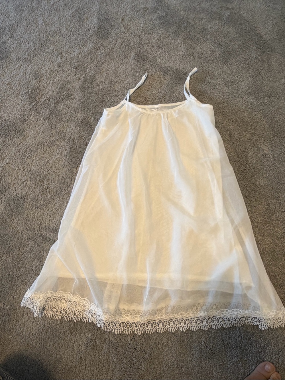 Women's White Lace-Trim Slip Dress